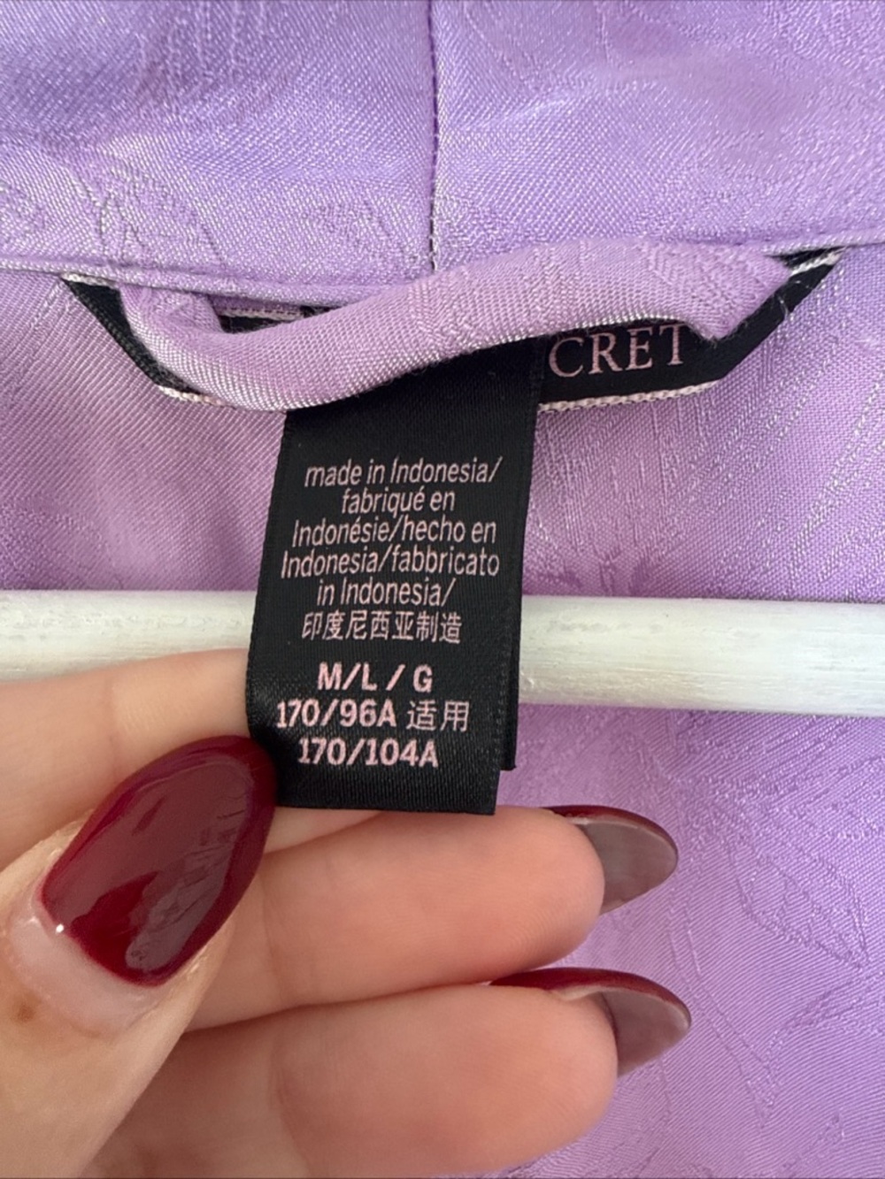 Victoria's Secret Lace Trim Viscose Robe Size M/L Lilac Flowery Pattern Bridal - Picture 8 of 15